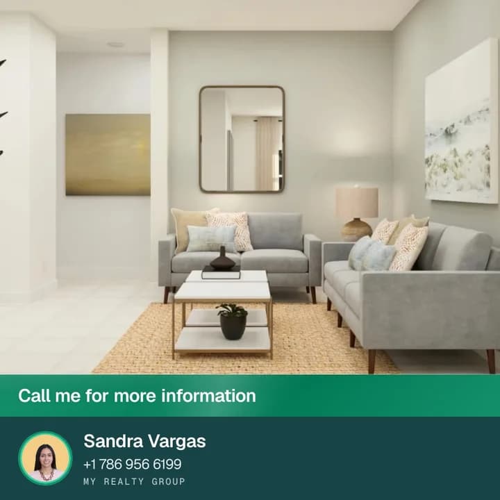The carousel's last slide: "Call me for more information" over the agent's photo, name and WhatsApp